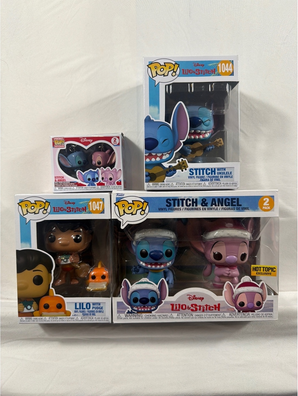Lot of 4 Disney Lilo & Stitch Collectible Figures Set - Stitch, Angel, Lilo, P